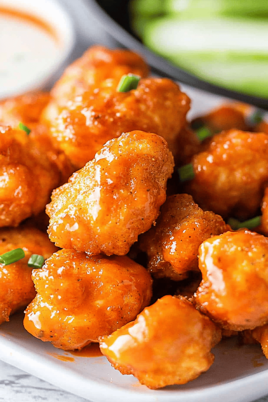 Easy Air Fryer Buffalo Chicken Bites Final Dish Presentation