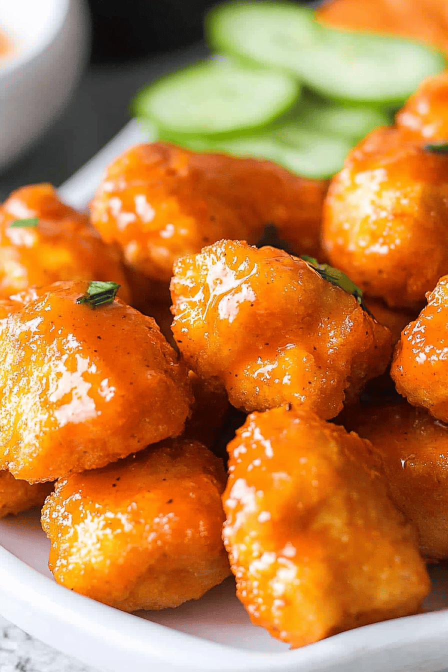 Easy Air Fryer Buffalo Chicken Bites Final Dish Presentation