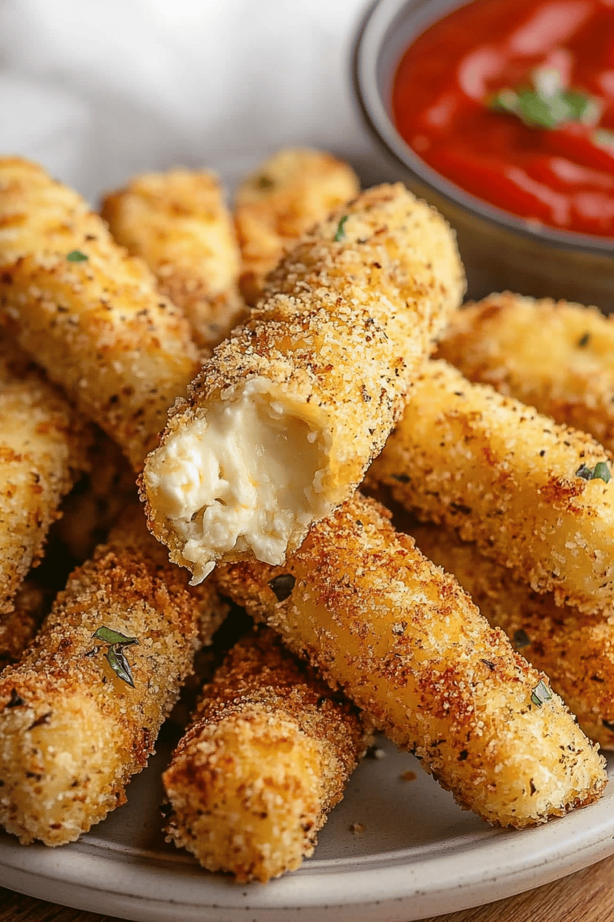 Easy Air Fryer Mozzarella Sticks Recipe Final Dish Presentation
