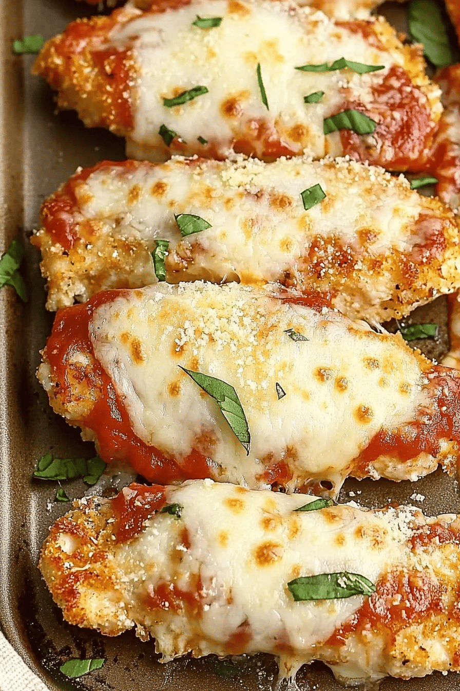 Easy Baked Crispy Chicken Parmesan Recipe Final Dish Presentation