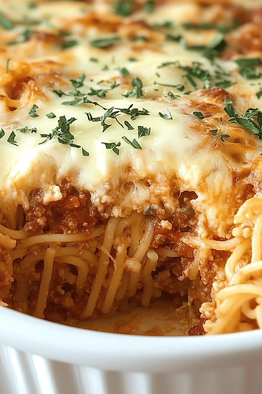 Easy Baked Spaghetti Casserole Recipe Final Dish Presentation