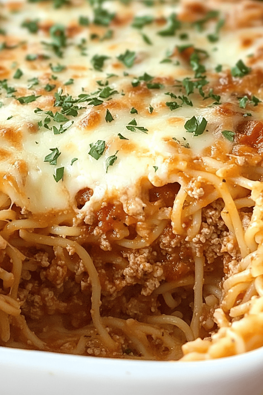 Easy Baked Spaghetti Casserole Recipe Final Dish Presentation