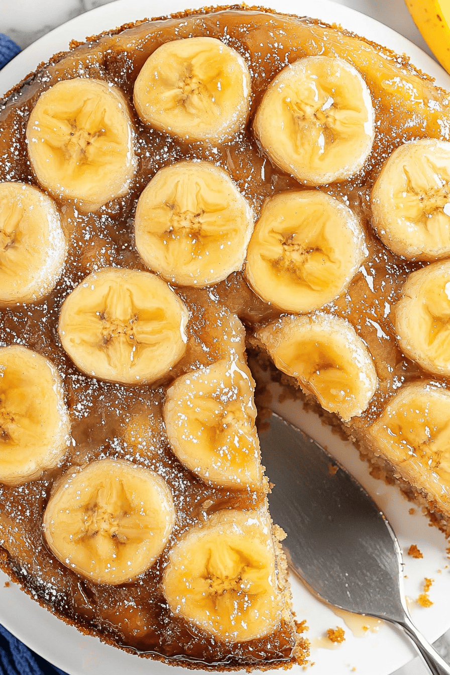 Easy Banana Upside-Down Cake Recipe Final Dish Presentation