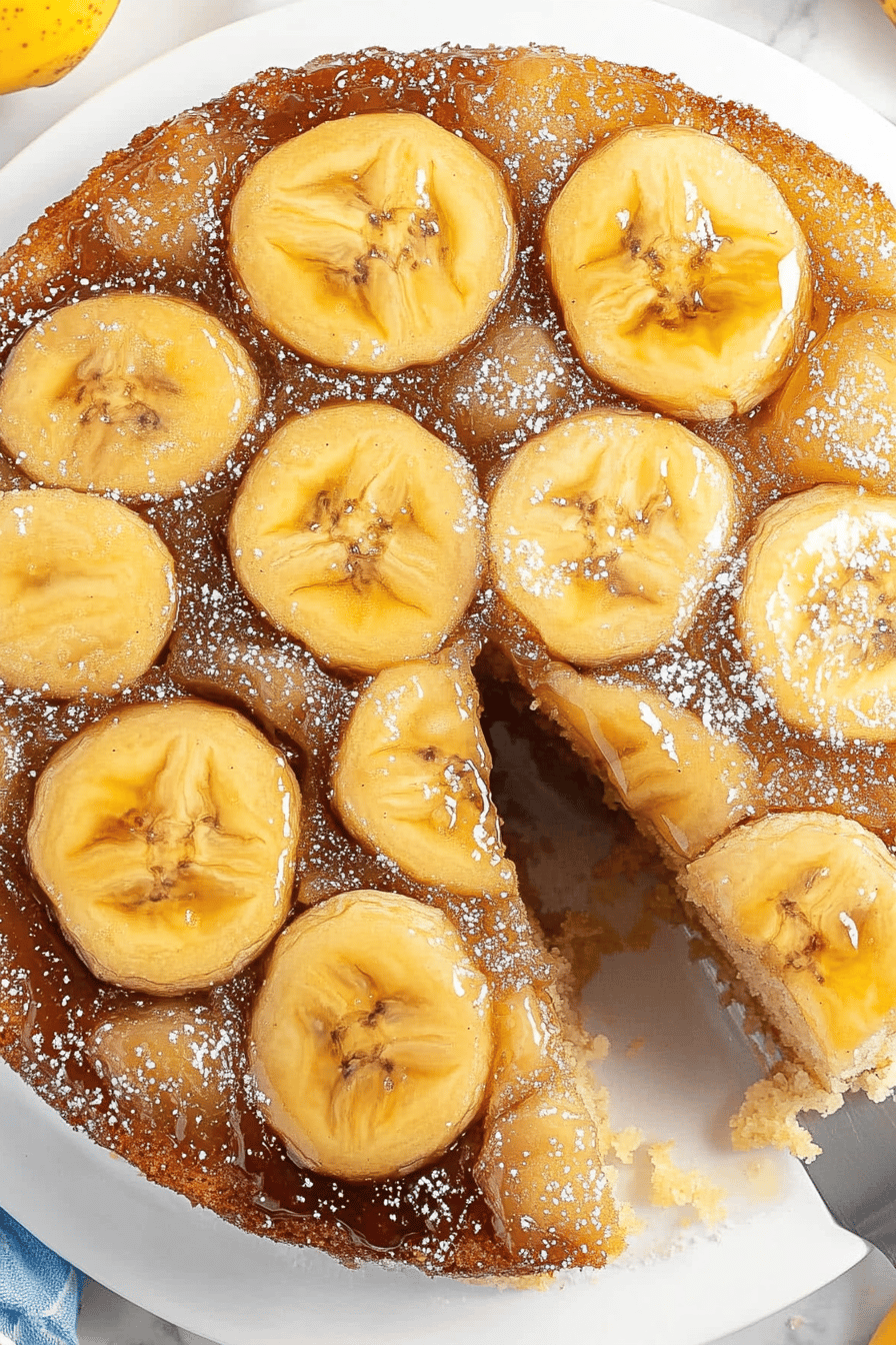 Easy Banana Upside-Down Cake Recipe Final Dish Presentation
