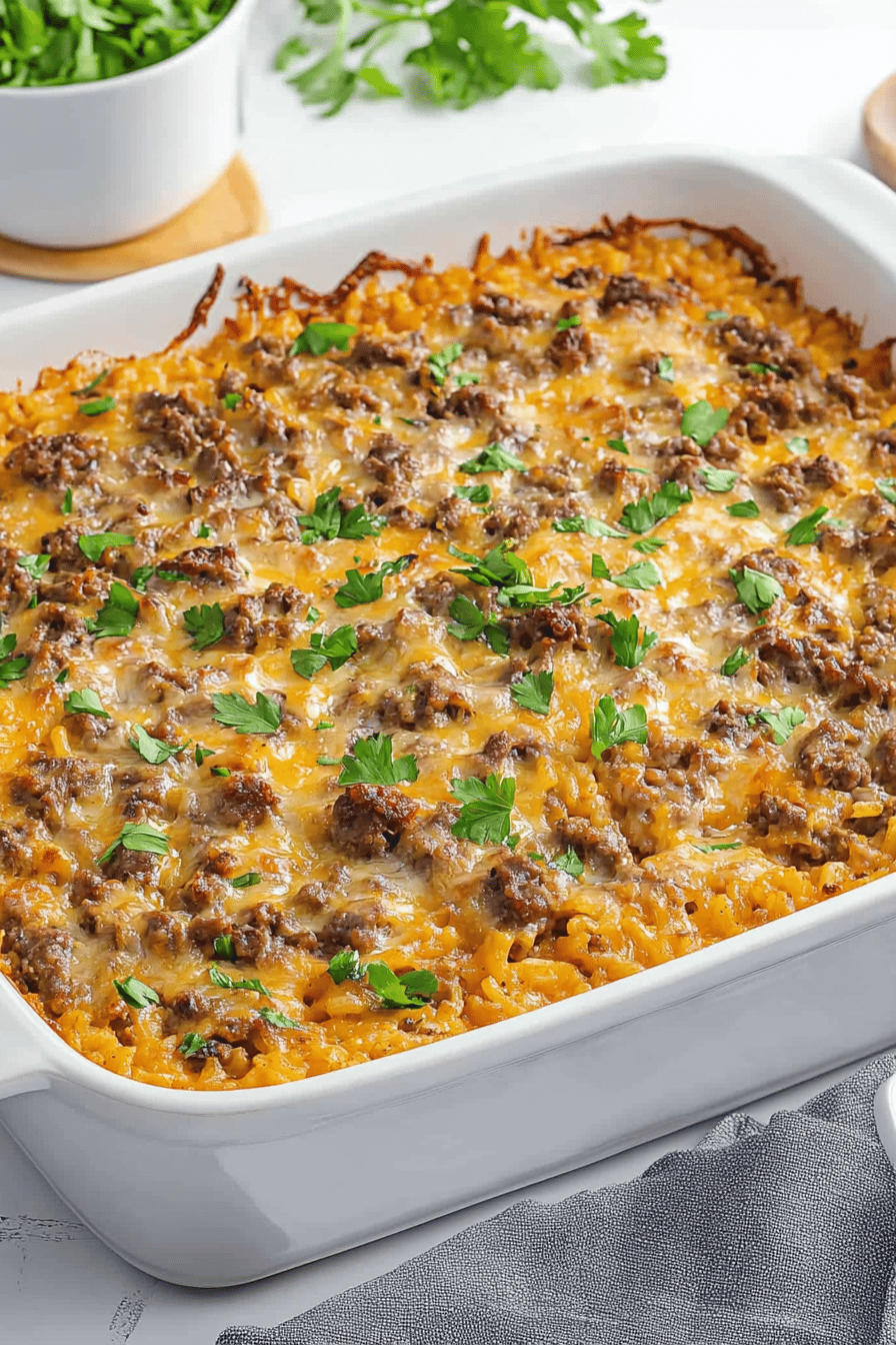 Easy Beef and Rice Casserole Recipe Final Dish Presentation