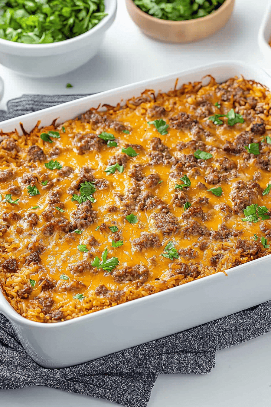Easy Beef and Rice Casserole Recipe ingredients