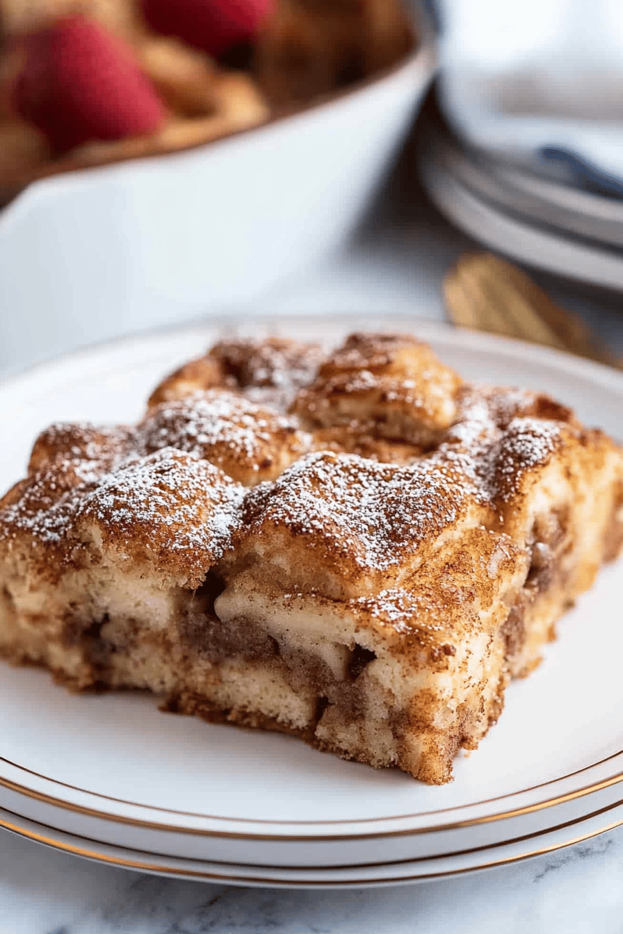 Easy Brioche French Toast Casserole Recipe Final Dish Presentation