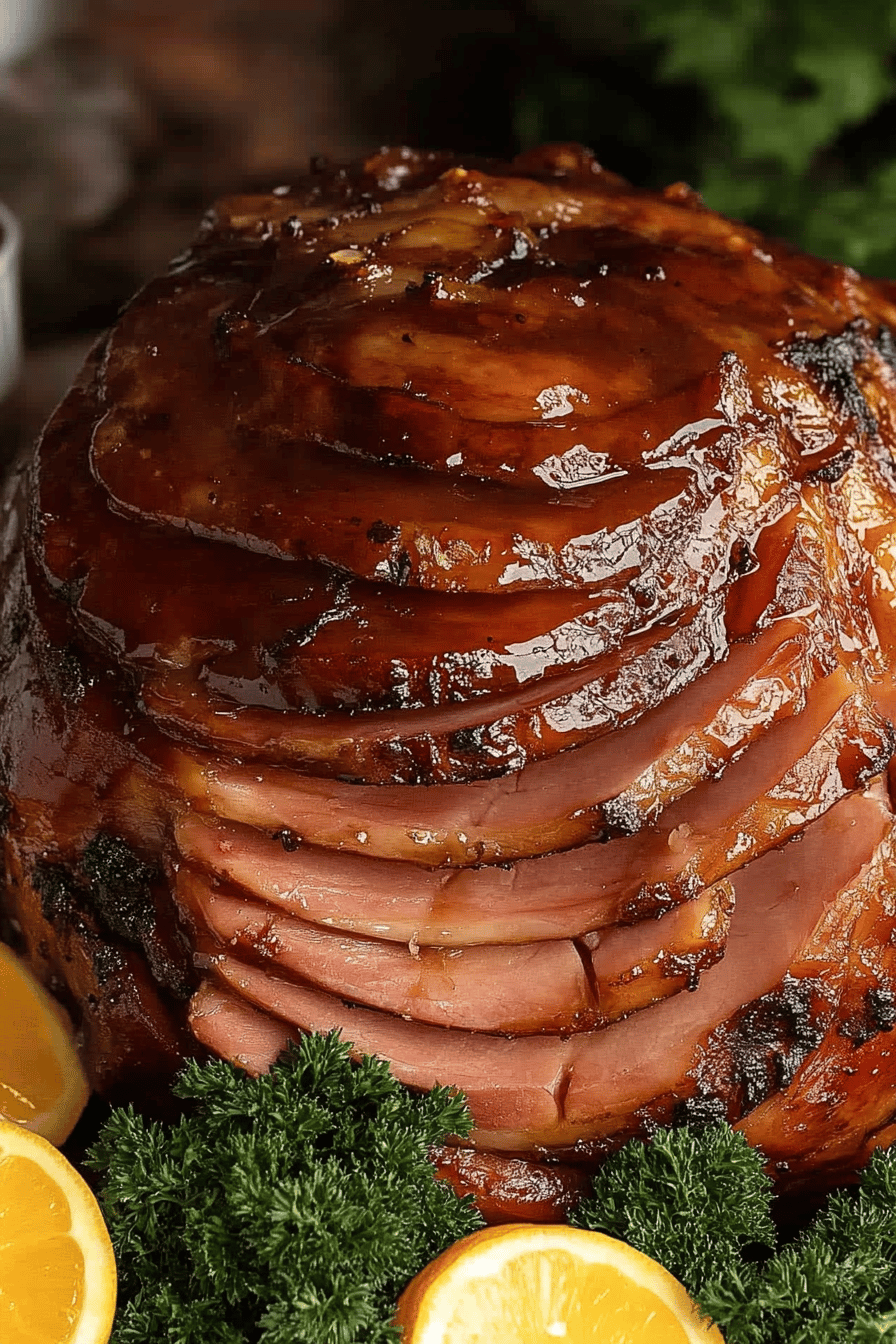 Easy Brown Sugar Glazed Baked Ham Recipe Final Dish Presentation