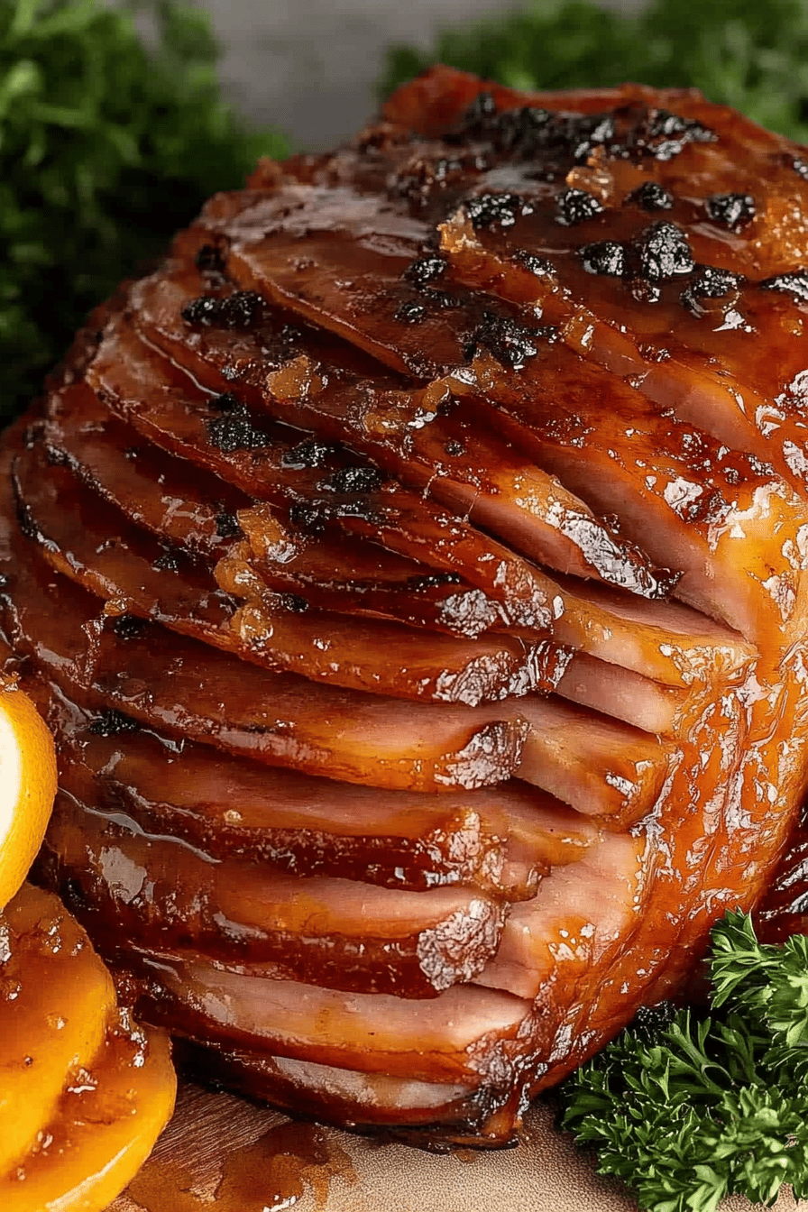 Easy Brown Sugar Glazed Baked Ham Recipe Final Dish Presentation