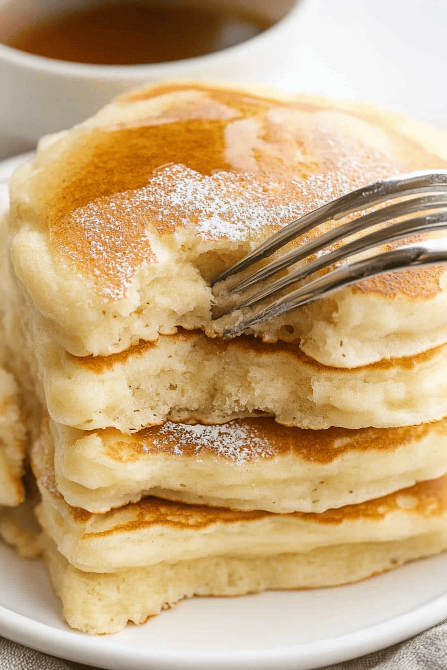 Easy Buttermilk Pancakes & Syrup Recipe Final Dish Presentation