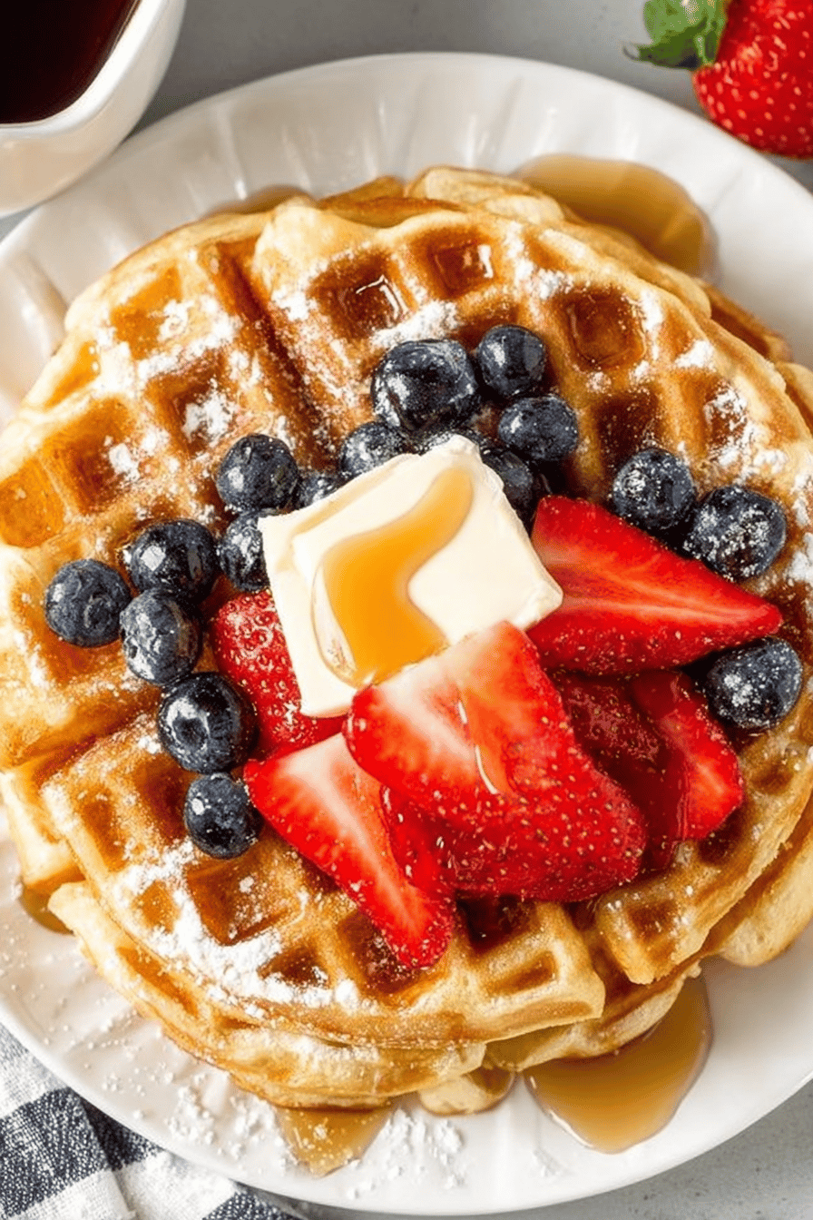 Easy Buttermilk Waffles Recipe Final Dish Presentation
