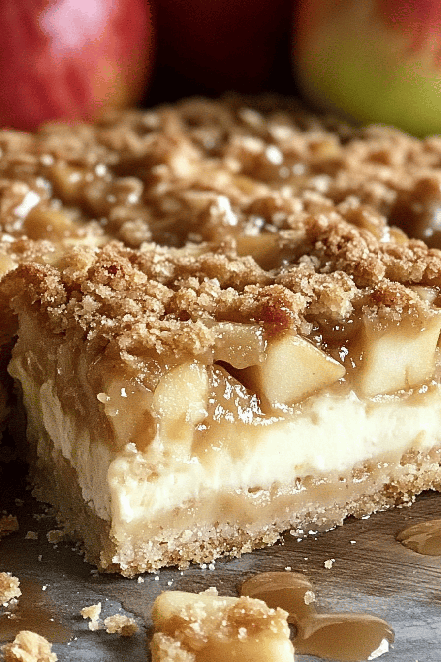 Easy Caramel Apple Cheesecake Bars Final Dish Presentation