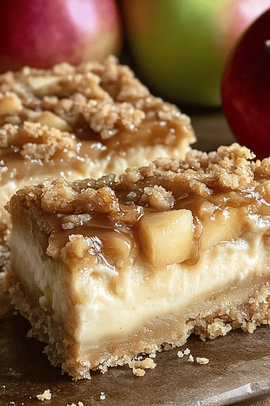 Easy Caramel Apple Cheesecake Bars Final Dish Presentation