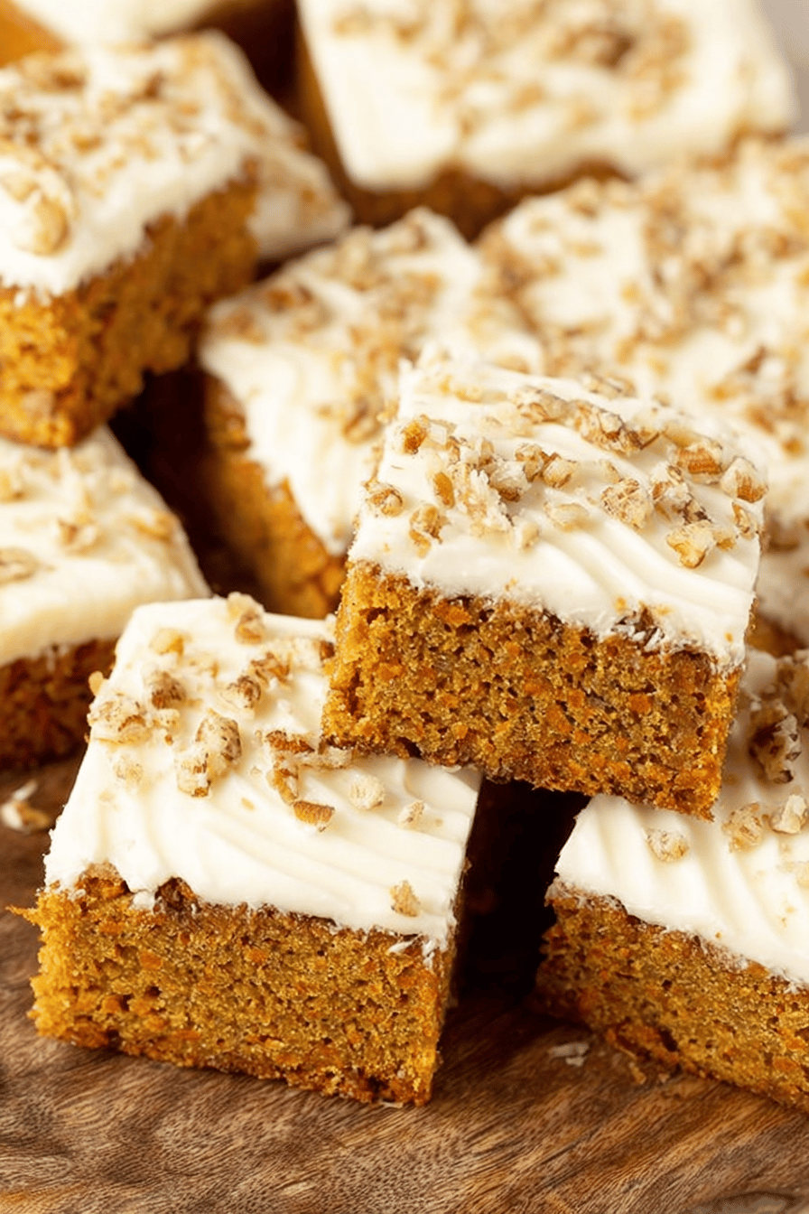 Easy Carrot Cake Bars with Cream Cheese Frosting Final Dish Presentation