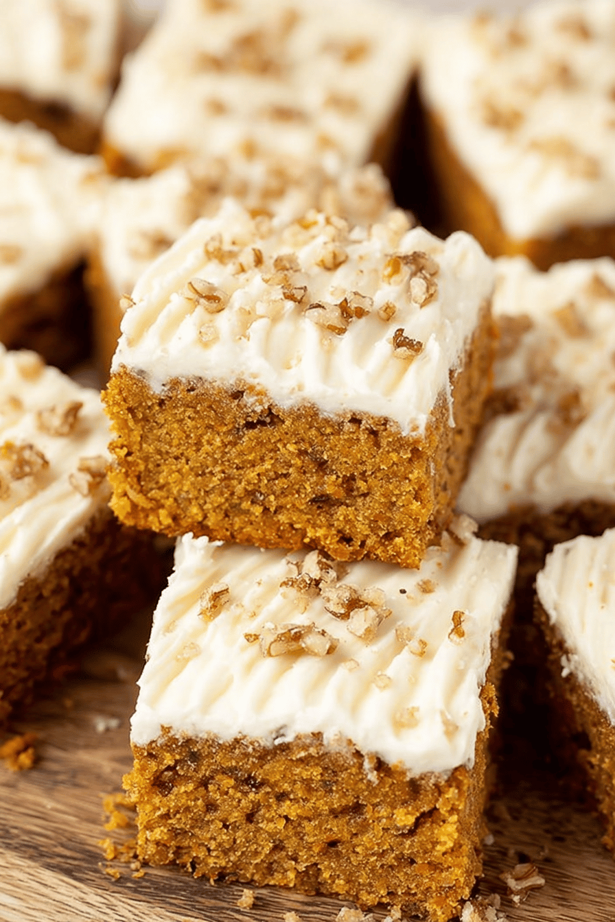 Easy Carrot Cake Bars with Cream Cheese Frosting Final Dish Presentation