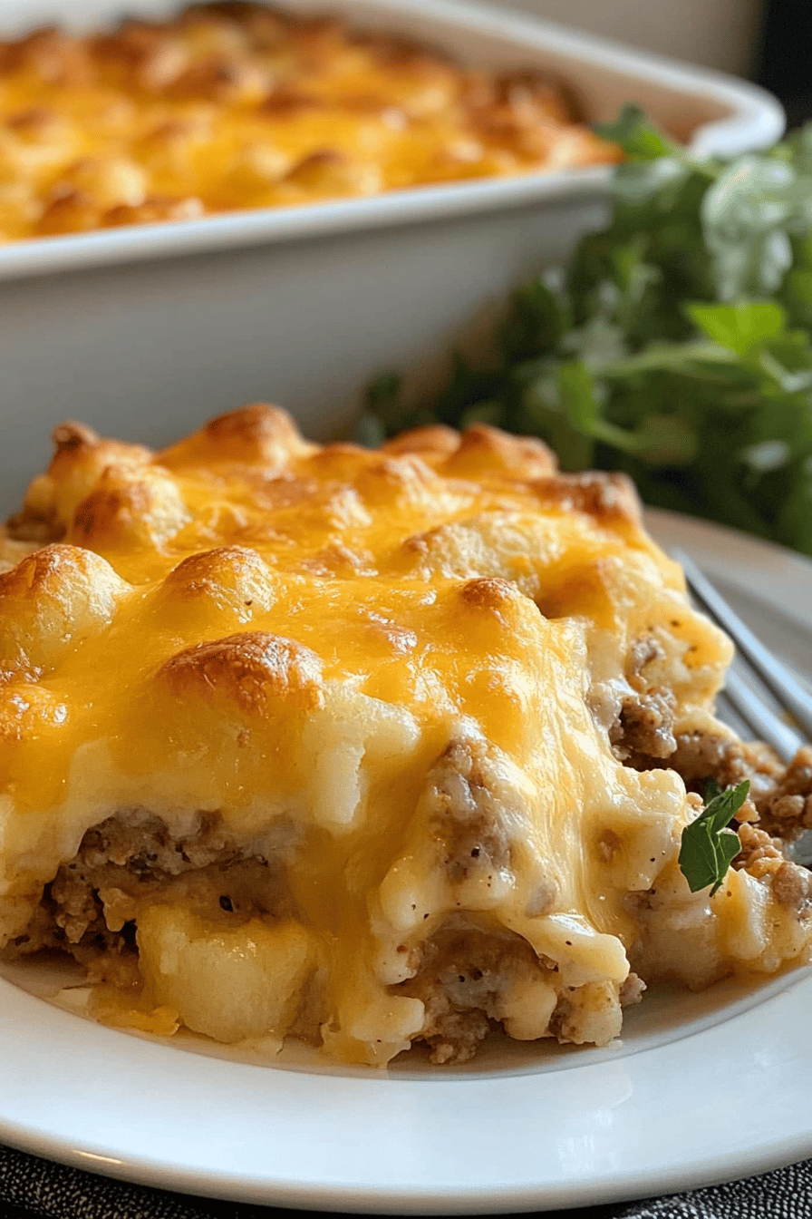 Easy Cheeseburger Tater Tot Casserole Recipe Final Dish Presentation