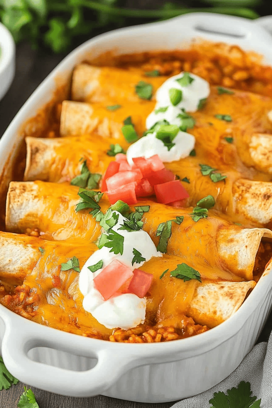 Easy Cheesy Beef & Rice Enchiladas Recipe Final Dish Presentation