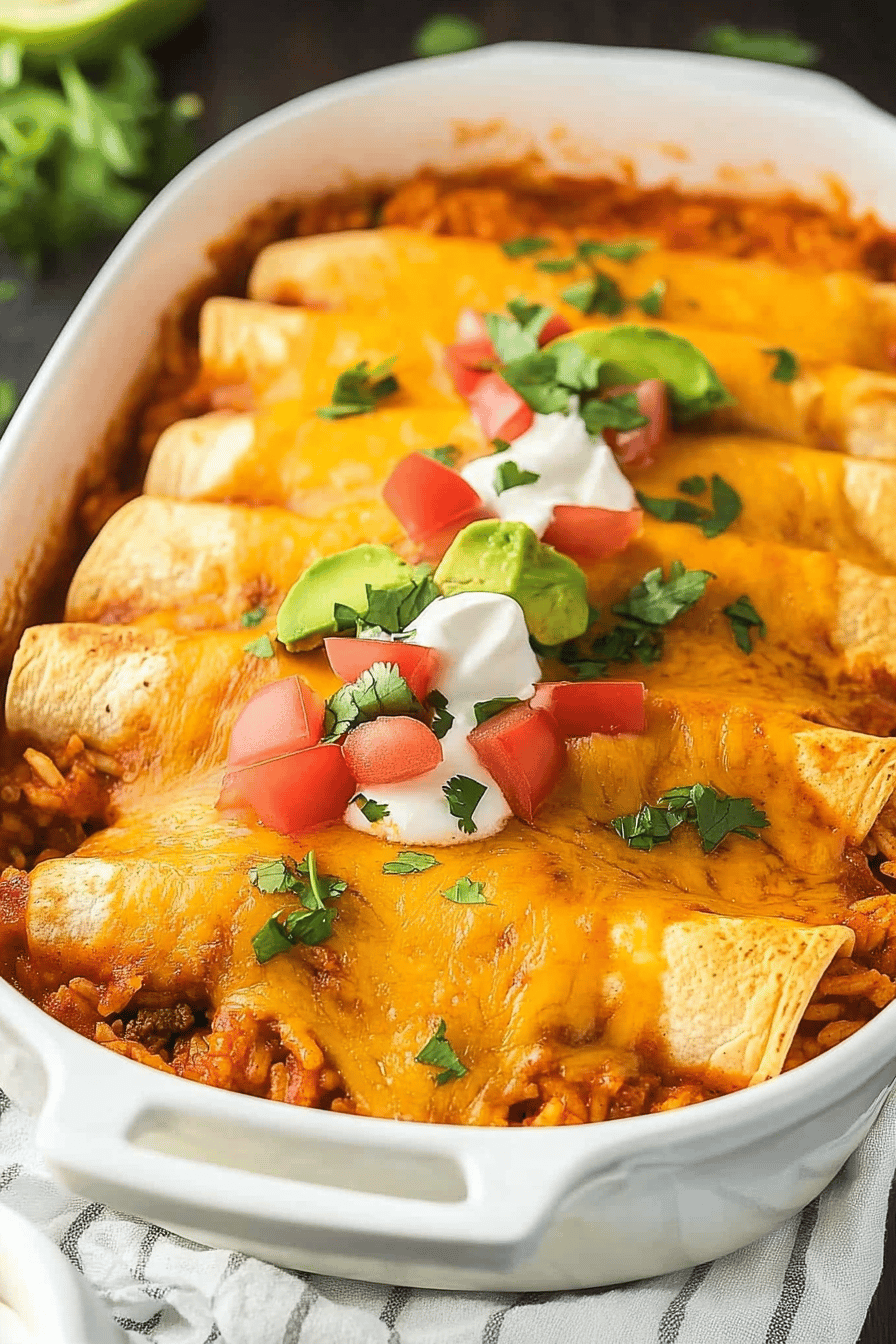 Easy Cheesy Beef & Rice Enchiladas Recipe ingredients