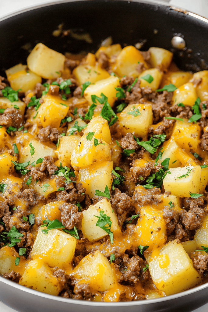 Easy Cheesy Beef and Potatoes Skillet