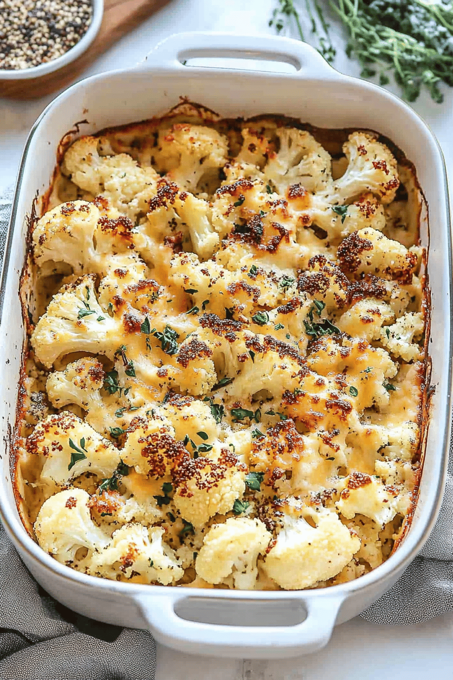 Easy Cheesy Cauliflower Bake Recipe Final Dish Presentation