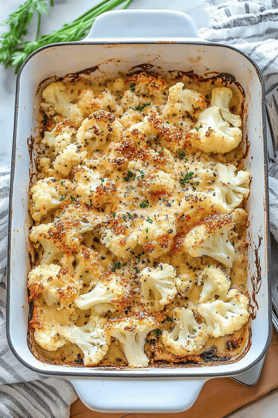 Easy Cheesy Cauliflower Bake Recipe Final Dish Presentation