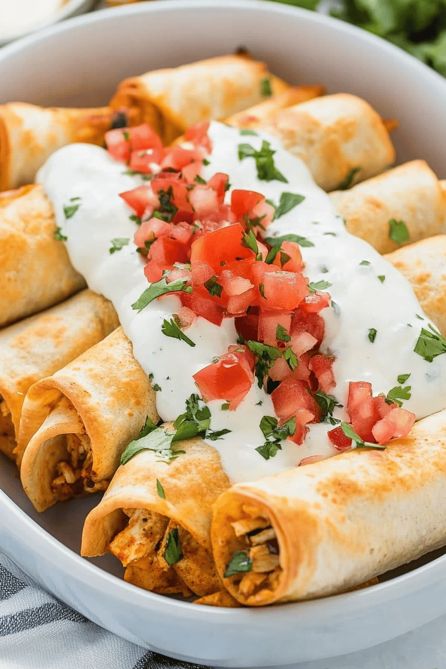 Easy Cheesy Chicken Taquitos Recipe Final Dish Presentation