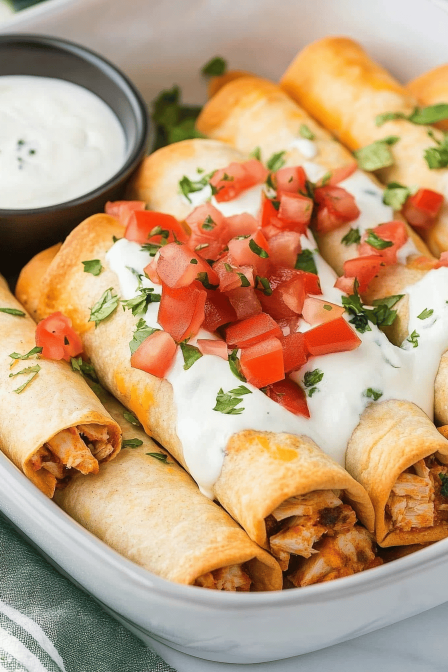 Easy Cheesy Chicken Taquitos Recipe Final Dish Presentation