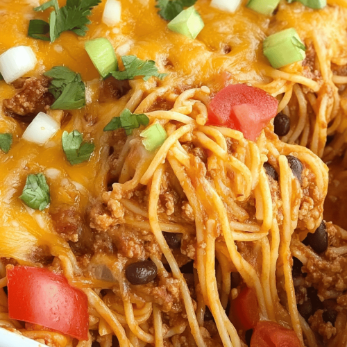 Easy Cheesy Taco Spaghetti Casserole Recipe