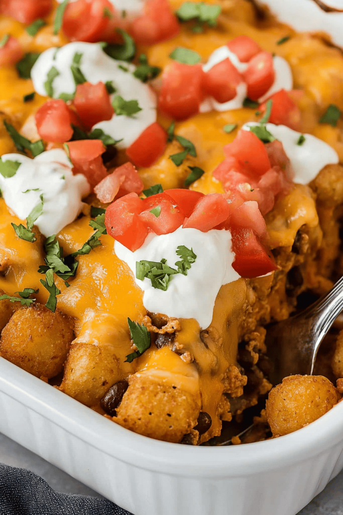 Easy Cheesy Taco Tater Tot Casserole Recipe