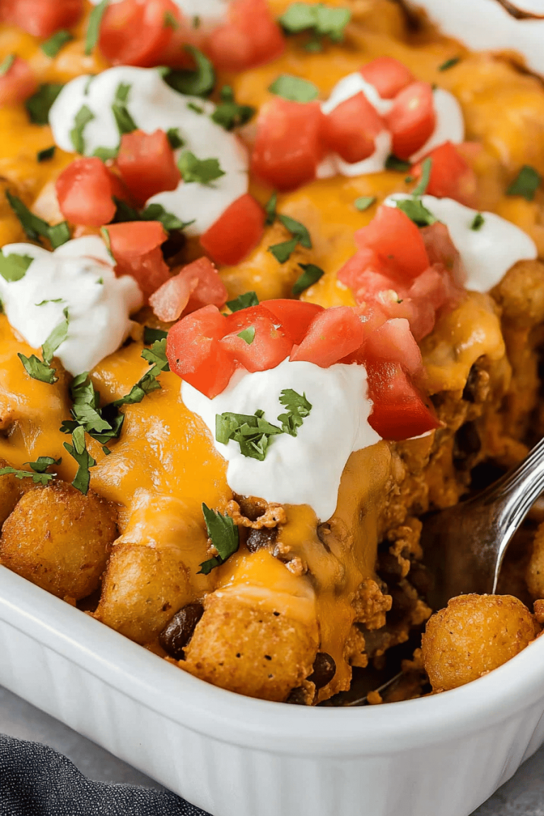 Easy Cheesy Taco Tater Tot Casserole Recipe
