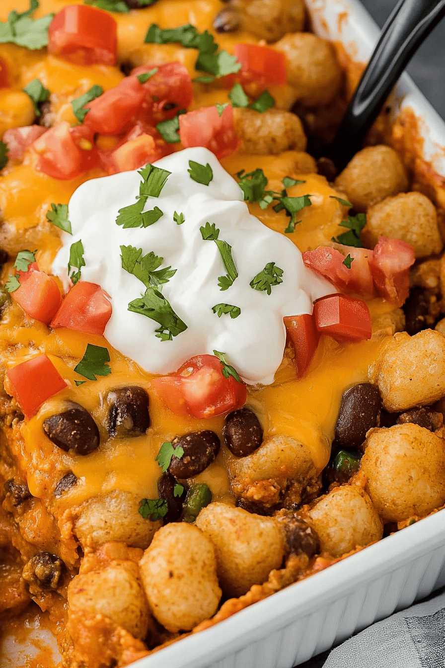Easy Cheesy Taco Tater Tot Casserole Recipe ingredients