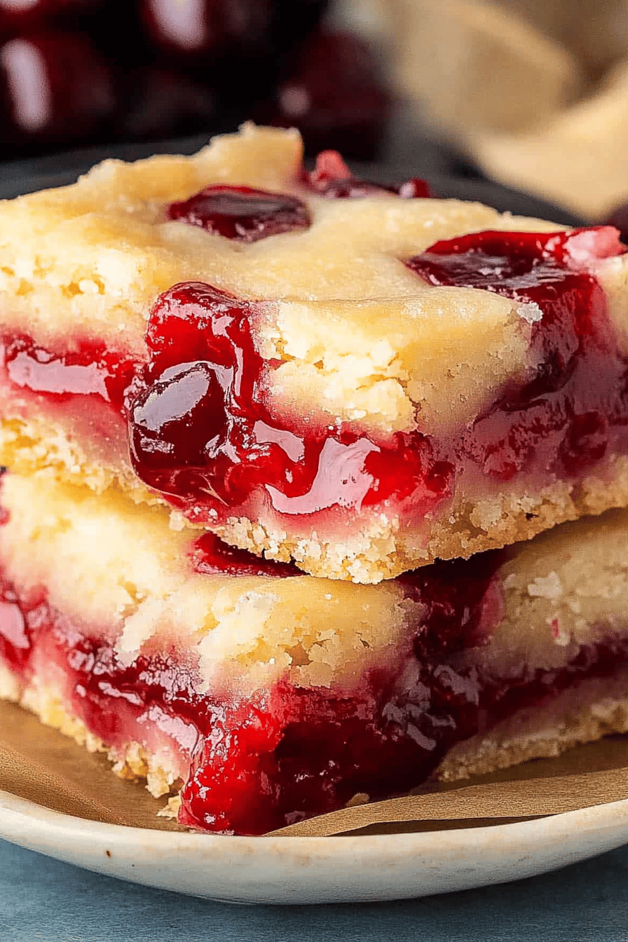 Easy Cherry Bars Recipe Final Dish Presentation