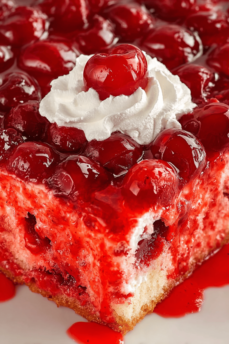 Easy Cherry Poke Cake Recipe Final Dish Presentation