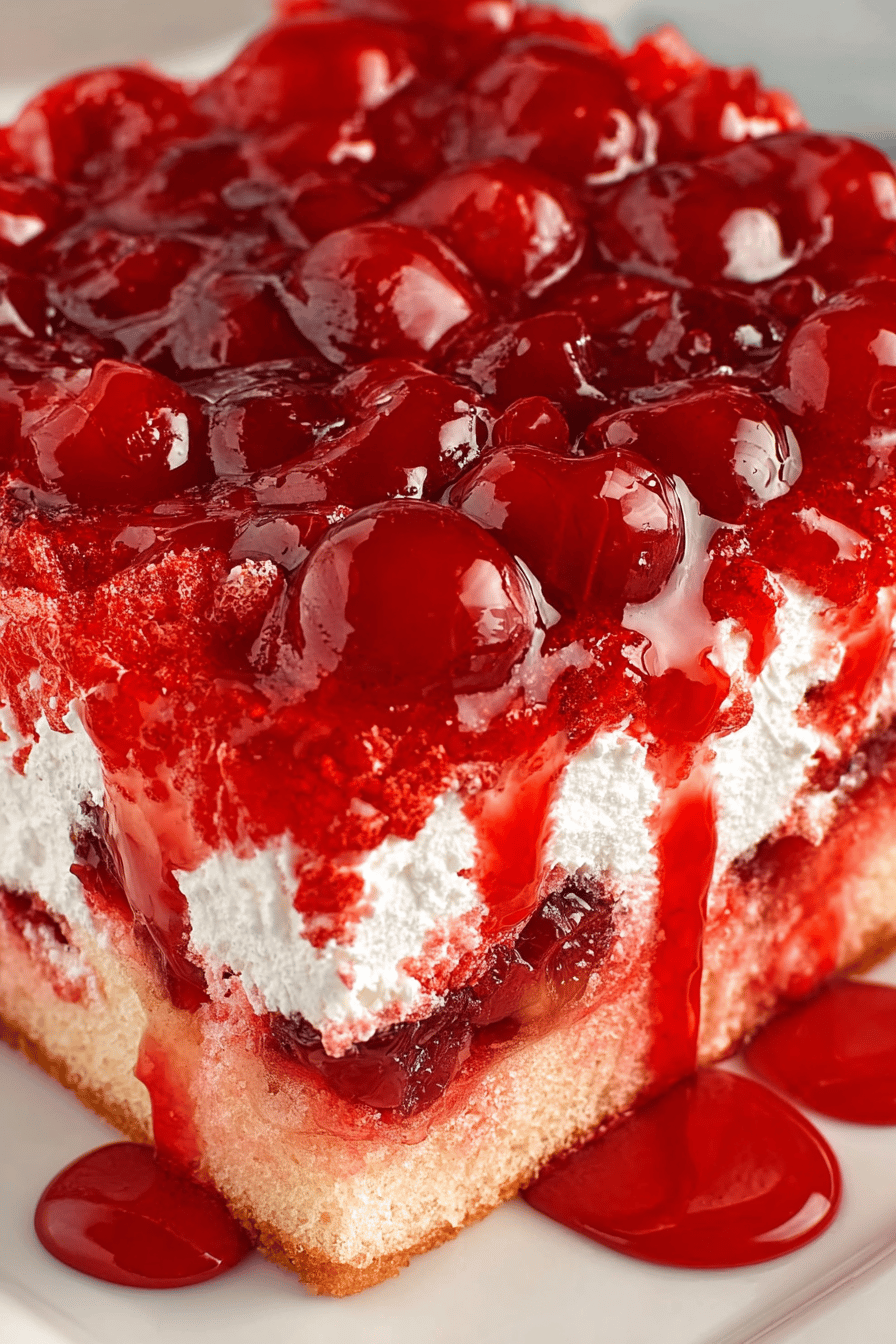 Easy Cherry Poke Cake Recipe Final Dish Presentation