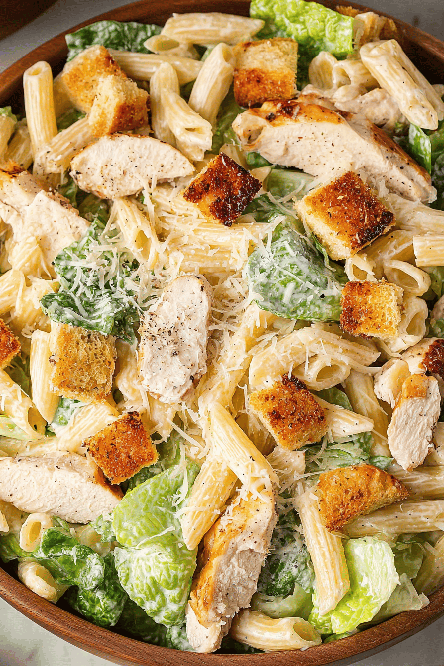 Easy Chicken Caesar Pasta Salad Recipe ingredients