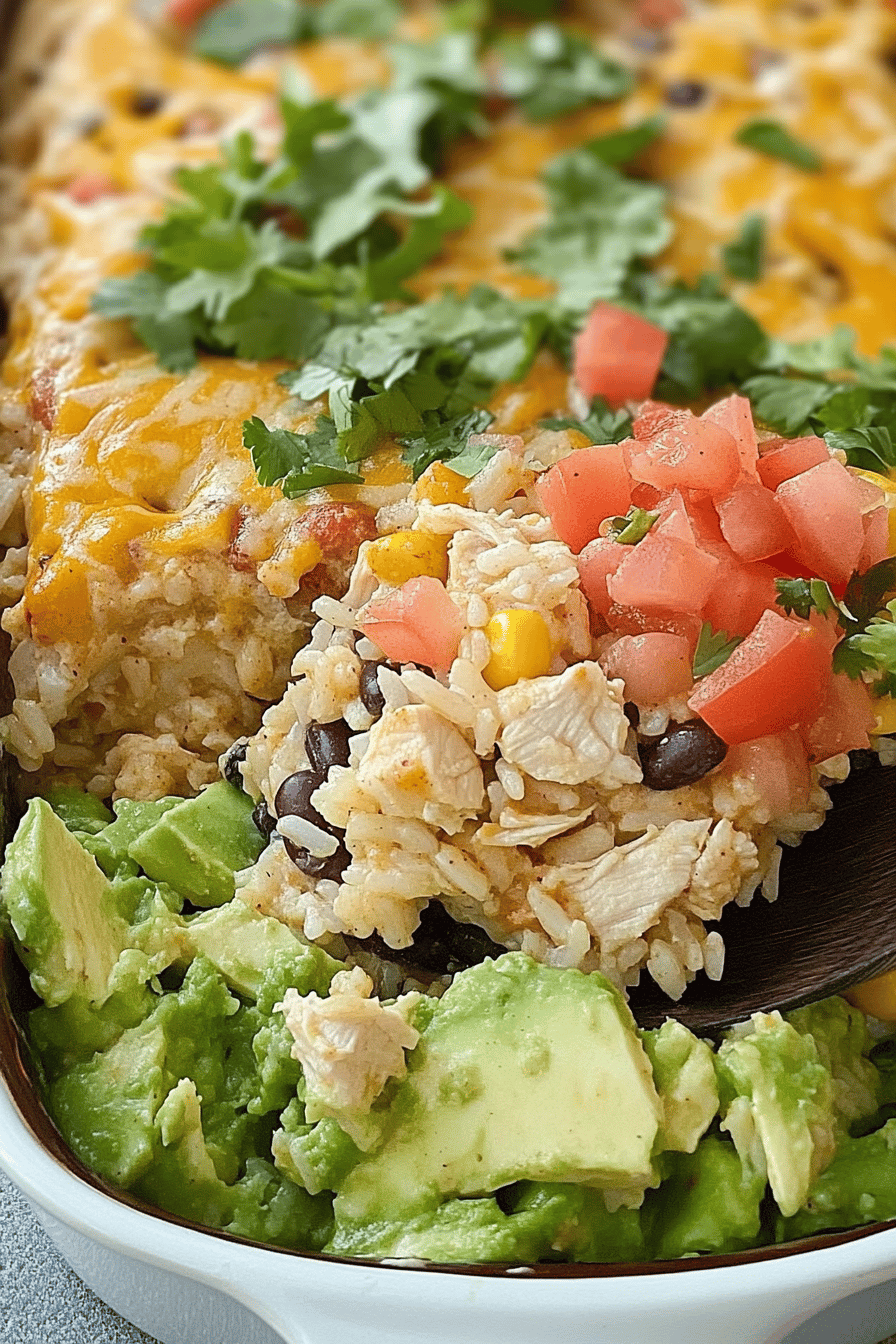 Easy Chicken Enchilada Rice Casserole Recipe Final Dish Presentation