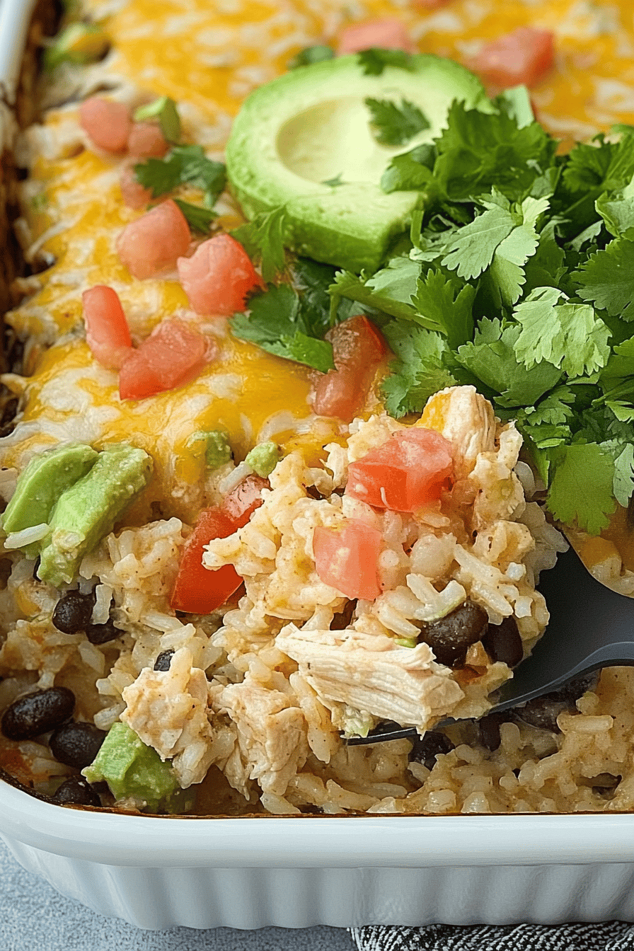 Easy Chicken Enchilada Rice Casserole Recipe Final Dish Presentation