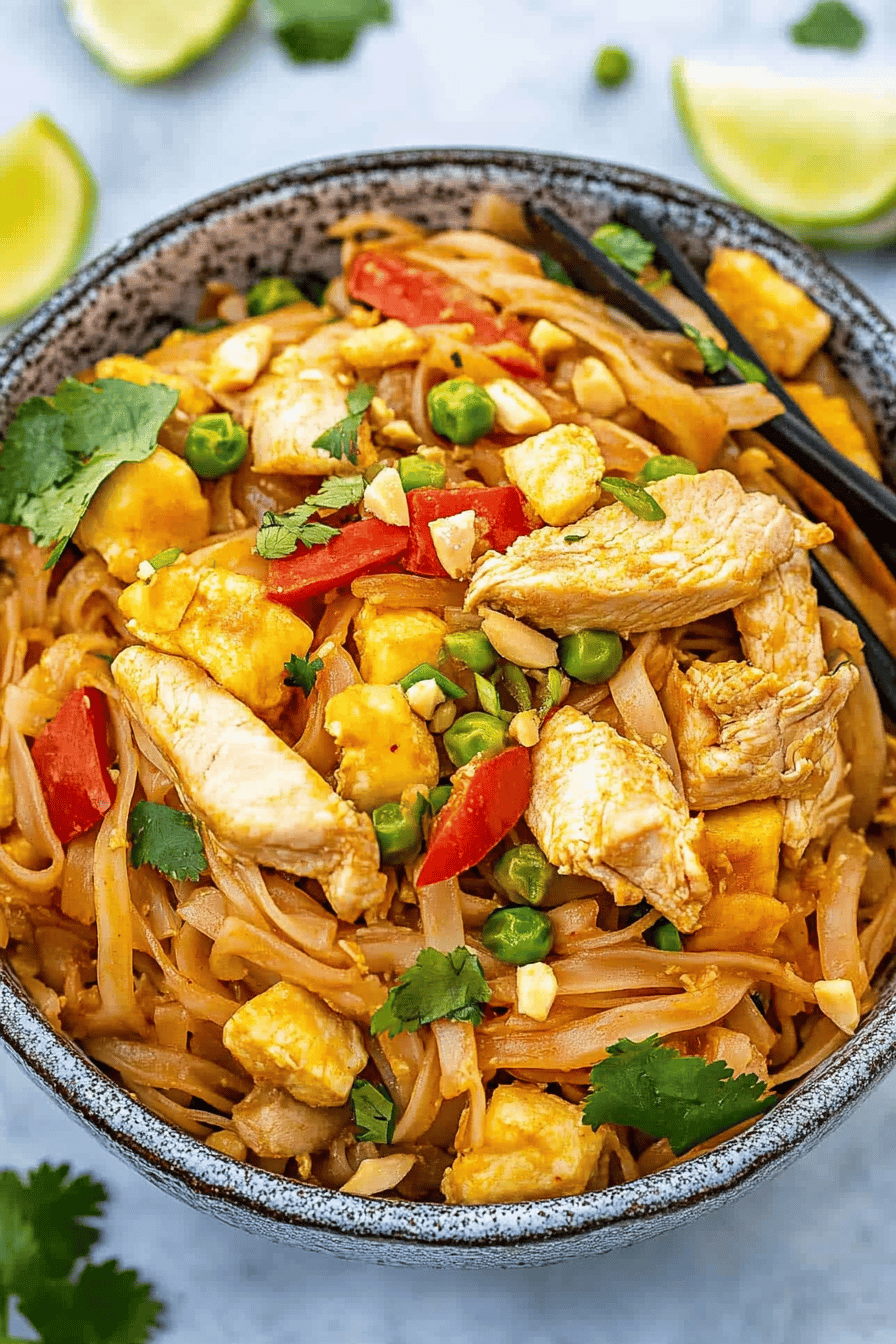 Easy Chicken Pad Thai Recipe Final Dish Presentation