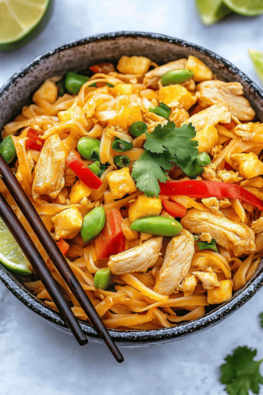 Easy Chicken Pad Thai Recipe Final Dish Presentation