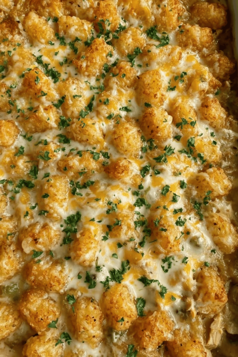 Easy Chicken Pot Pie Tater Tot Casserole