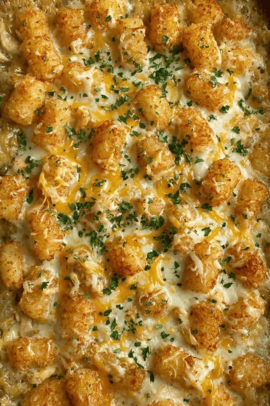 Easy Chicken Pot Pie Tater Tot Casserole ingredients