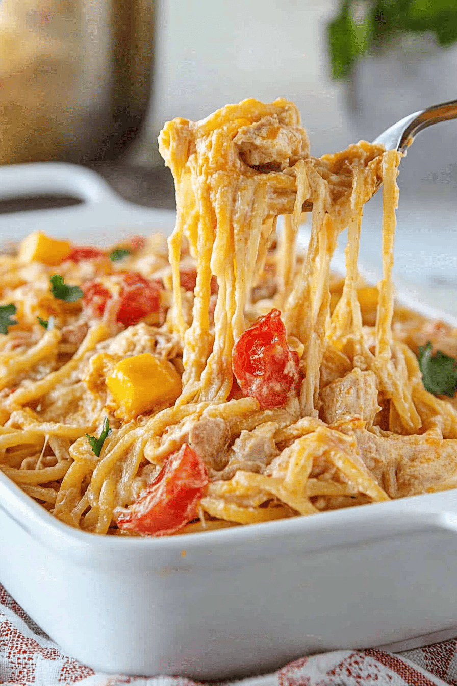 Easy Chicken Queso Spaghetti Recipe Final Dish Presentation