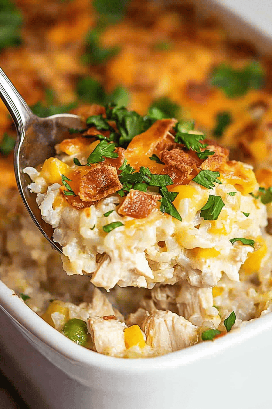 Easy Chicken Rice-A-Roni Casserole Recipe Final Dish Presentation