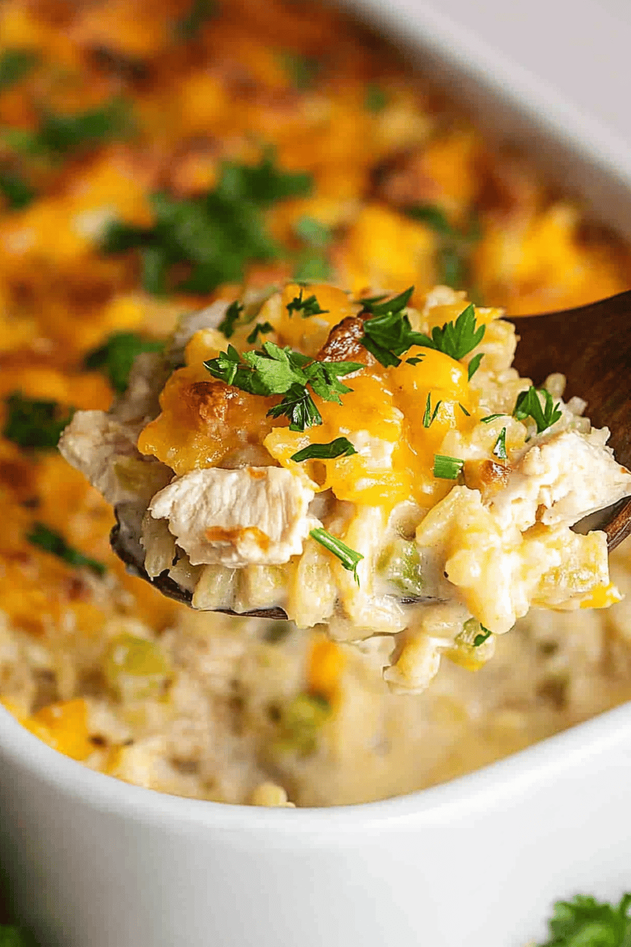 Easy Chicken Rice-A-Roni Casserole Recipe Final Dish Presentation