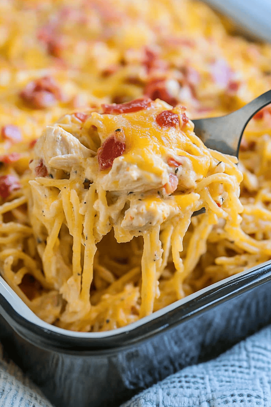 Easy Chicken Spaghetti with Rotel Recipe Final Dish Presentation