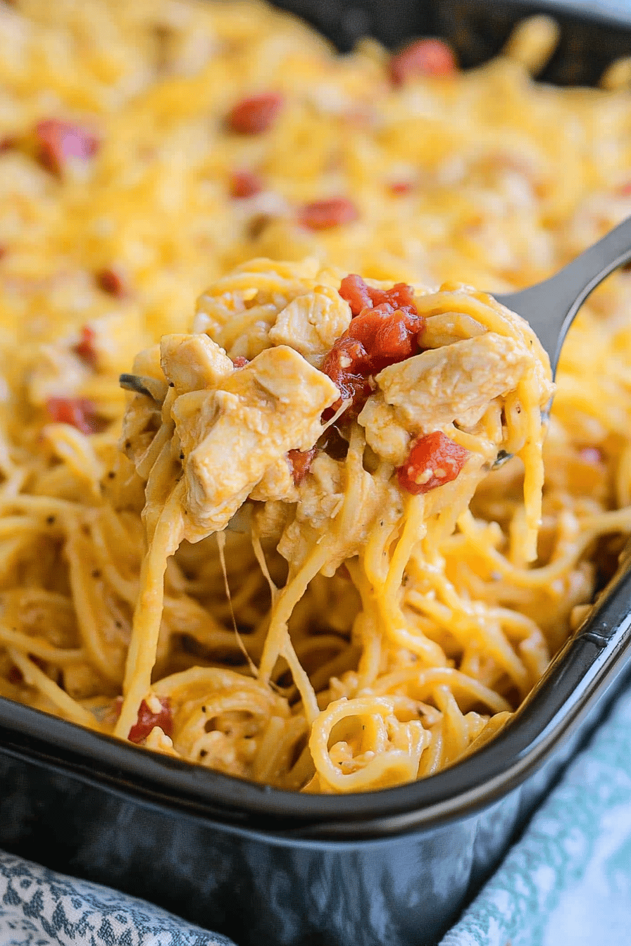 Easy Chicken Spaghetti with Rotel Recipe Final Dish Presentation