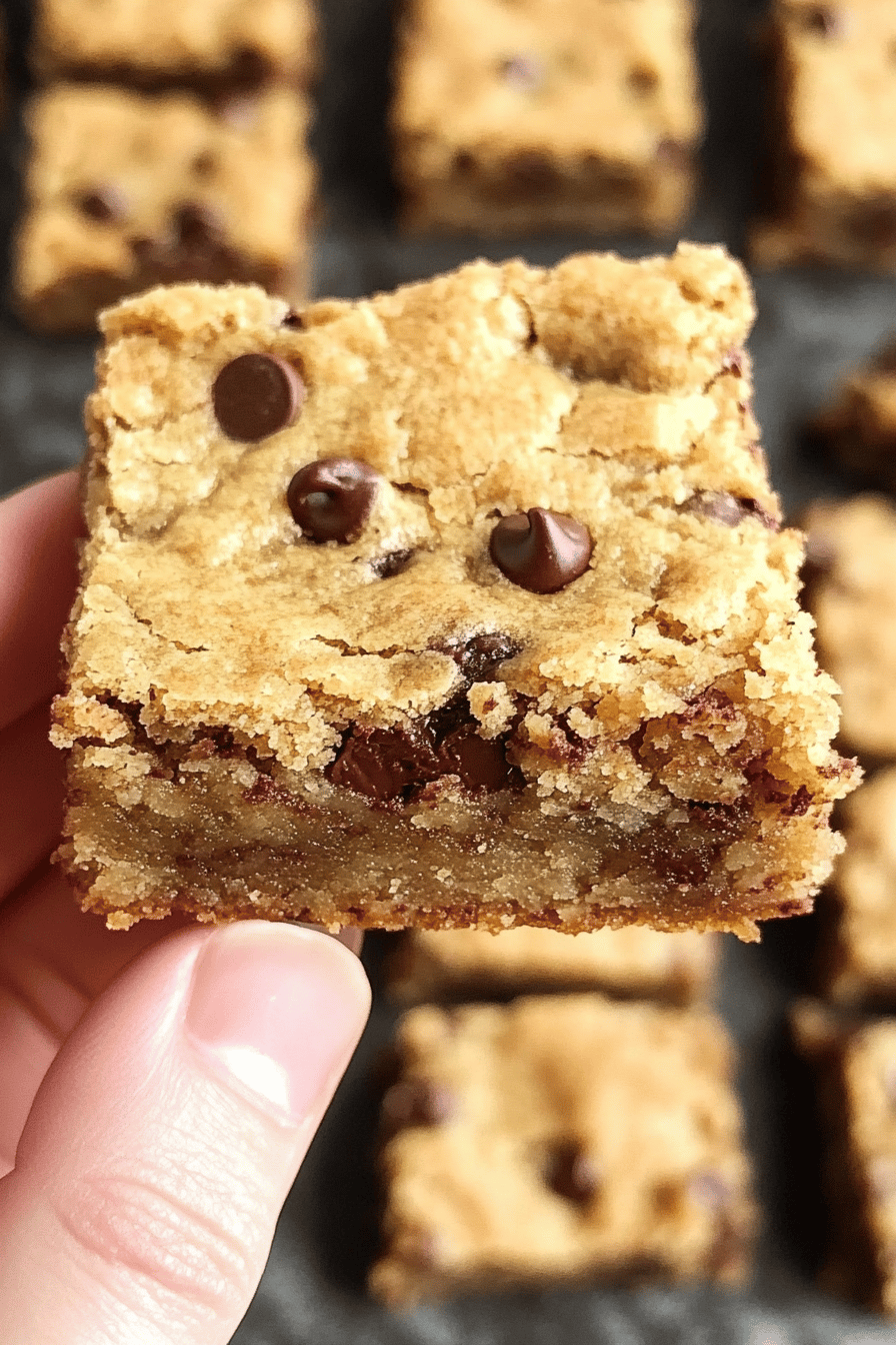 Easy Chocolate Chip Blondie Bars Final Dish Presentation
