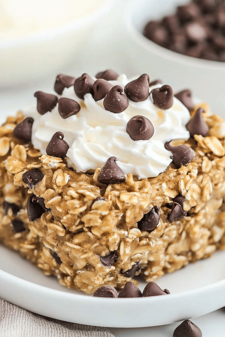 Easy Chocolate Chip Cookie Baked Oatmeal Recipe Final Dish Presentation