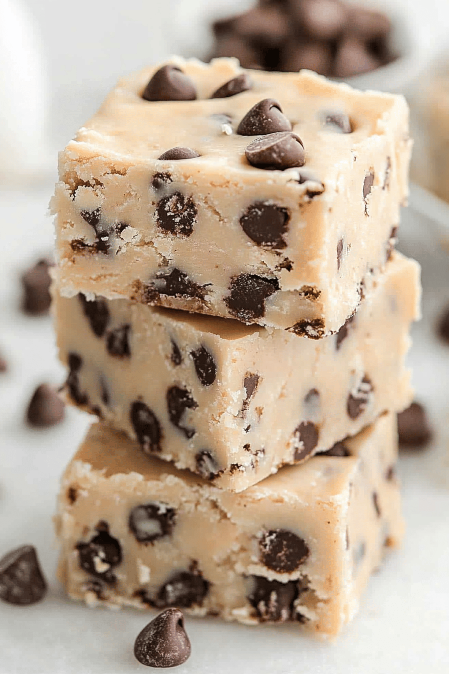 Easy Chocolate Chip Cookie Dough Fudge Recipe Final Dish Presentation