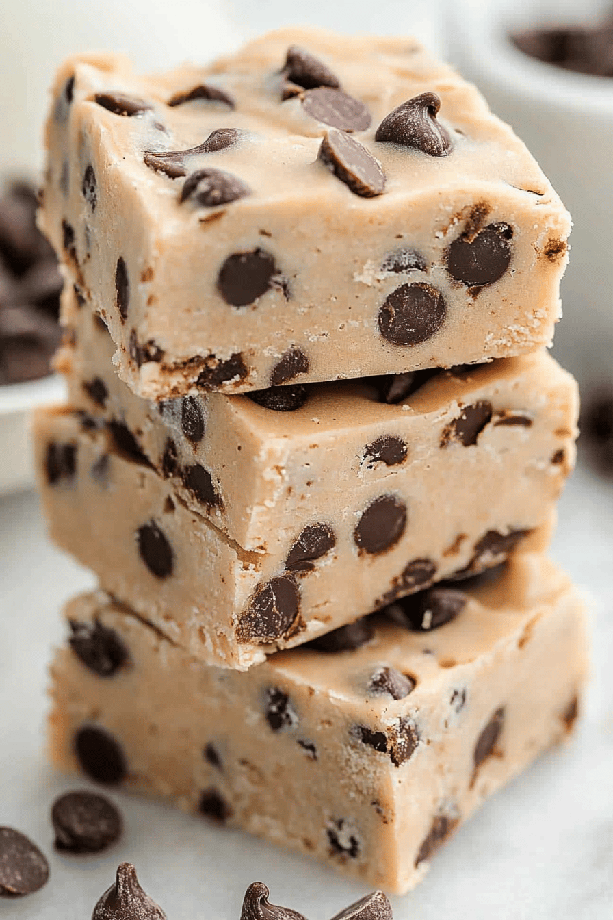Easy Chocolate Chip Cookie Dough Fudge Recipe Final Dish Presentation